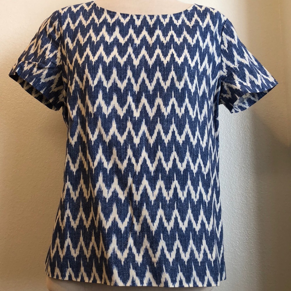 J.crew factory ikat print short sleeved blouse